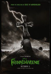 8b262 FRANKENWEENIE teaser DS 1sh '12 Tim Burton, horror image of wacky graveyard!
