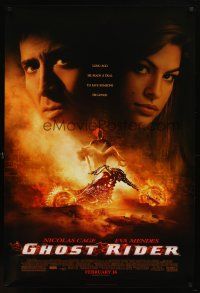 8b276 GHOST RIDER advance DS 1sh '06 Nicolas Cage in title role w/pretty Eva Mendes!