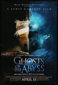 8b279 GHOSTS OF THE ABYSS advance DS 1sh '03 James Cameron 3-D, Titanic, before Avatar!