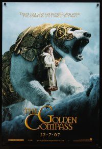 8b291 GOLDEN COMPASS teaser DS 1sh '07 Nicole Kidman, Daniel Craig, Dakota Blue Richards w/bear!