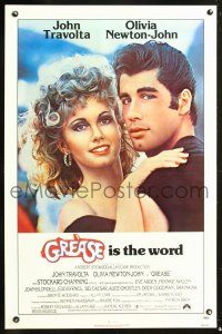 8b306 GREASE 1sh '78 close up of John Travolta & Olivia Newton-John in a most classic musical!