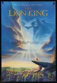 8b417 LION KING DS 1sh '94 classic Disney cartoon set in Africa, cool image of Mufasa in sky!
