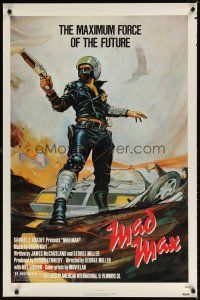 8b425 MAD MAX 1sh R83 art of wasteland cop Mel Gibson, George Miller Australian sci-fi classic!