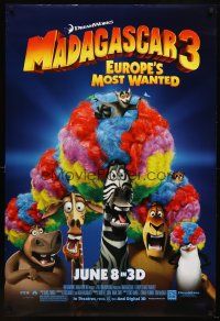 8b427 MADAGASCAR 3: EUROPE'S MOST WANTED advance DS 1sh '12 wacky image of scared animals in wigs!