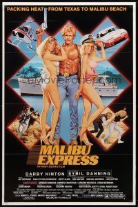 8b433 MALIBU EXPRESS 1sh '85 directed by Andy Sidaris, Salk art of sexy bikini clad girls!