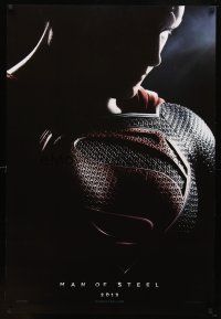 8b435 MAN OF STEEL close-up style teaser DS 1sh '13 Henry Cavill in the title role as Superman!