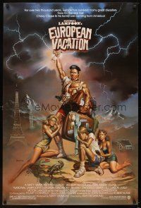 8b493 NATIONAL LAMPOON'S EUROPEAN VACATION 1sh '85 Boris Vallejo art with strongman Chevy Chase!