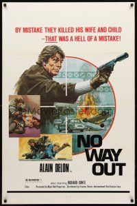 8b505 NO WAY OUT 1sh '77 Tony Arzenta, cool artwork of Alain Delon pointing gun!