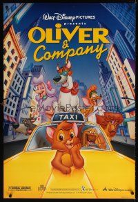 8b515 OLIVER & COMPANY DS 1sh R96 Disney cartoon cats & dogs in New York City!