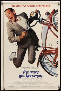 8b541 PEE-WEE'S BIG ADVENTURE 1sh '85 Tim Burton, best image of Paul Reubens & his beloved bike!