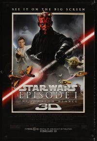 8b546 PHANTOM MENACE advance DS 1sh R12 George Lucas, Star Wars Episode I in 3-D!