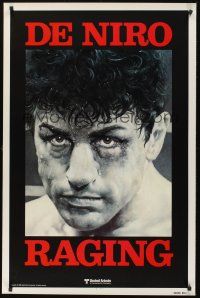 8b577 RAGING BULL teaser 1sh '80 Martin Scorsese, classic close up boxing image of Robert De Niro!