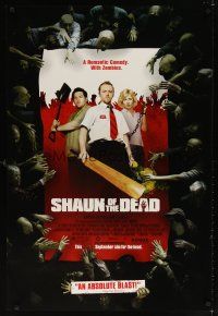 8b636 SHAUN OF THE DEAD advance DS 1sh '04 Edgar Wright, great wacky image of Simon Pegg!