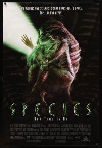 8b675 SPECIES 1sh '95 creepy artwork of alien Natasha Henstridge in embryo sac!