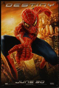 8b683 SPIDER-MAN 2 teaser DS 1sh '04 cool image of Tobey Maguire as superhero, destiny!