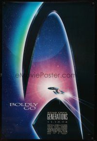 8b697 STAR TREK: GENERATIONS advance 1sh '94 cool sci-fi art of the Enterprise, Boldly Go!