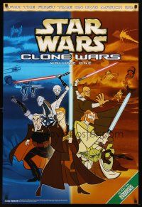 8b707 STAR WARS: CLONE WARS video 1sh '08 Anakin Skywalker, Yoda, & Obi-Wan Kenobi, CG cartoon!