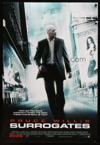 8b714 SURROGATES advance DS 1sh '09 Radha Mitchell, Rosamund Pike, cool image of Bruce Willis!
