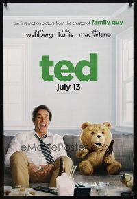 8b729 TED teaser DS 1sh '12 image of Mark Wahlberg & teddy bear drinking beer!
