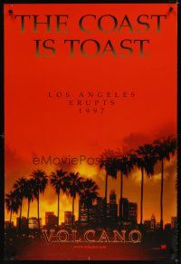 8b778 VOLCANO style A teaser DS 1sh '97 Tommy Lee Jones, Anne Heche, Cheadle, the coast is toast!