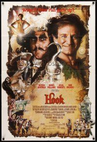 8c267 HOOK Aust 1sh '91 artwork of pirate Dustin Hoffman & Robin Williams by Drew Struzan!