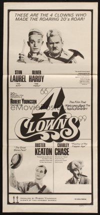 8c283 4 CLOWNS Aust daybill '70 Stan Laurel & Oliver Hardy, Buster Keaton, Charley Chase!