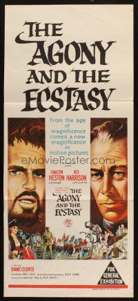 8c292 AGONY & THE ECSTASY Aust daybill '65 great art of Charlton Heston & Rex Harrison!