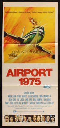 8c294 AIRPORT 1975 Aust daybill '74 Charlton Heston, Karen Black, Akimoto aviation accident art!