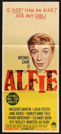 8c296 ALFIE Aust daybill '66 British cad Michael Caine loves them and leaves them, ask any girl!