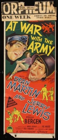 8c315 AT WAR WITH THE ARMY Aust daybill '51 Richardson Studio stone litho of Martin & Lewis!