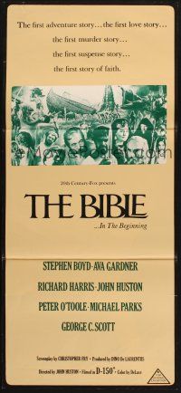 8c332 BIBLE Aust daybill '67 La Bibbia, John Huston as Noah, Ava Gardner as Sarah!