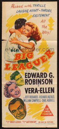 8c333 BIG LEAGUER Aust daybill '53 Edward G. Robinson, Vera-Ellen, Robert Aldrich, baseball!