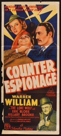 8c393 COUNTER-ESPIONAGE Aust daybill '42 Warren William as The Lone Wolf blasts a spy ring!