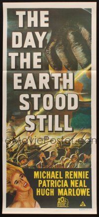 8c400 DAY THE EARTH STOOD STILL Aust daybill R70s Robert Wise, classic art of Gort holding Neal!