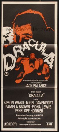 8c415 DRACULA Aust daybill '73 cool art of vampire Jack Palance!