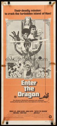 8c429 ENTER THE DRAGON Aust daybill '73 Bruce Lee kung fu classic, movie that made him a legend!