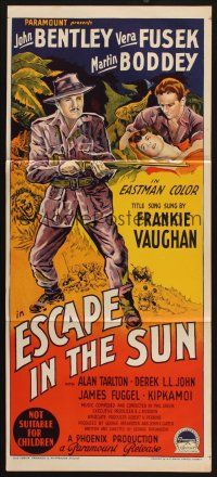 8c433 ESCAPE IN THE SUN Aust daybill '56 Richardson Studio art of big game hunters in Africa!