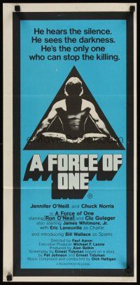8c475 FORCE OF ONE Aust daybill '78 Chuck Norris is so bad he hears silence & sees darkness!