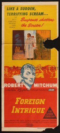 8c476 FOREIGN INTRIGUE Aust daybill '56 Robert Mitchum is hunted, secret agents are the hunters!