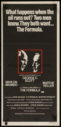 8c478 FORMULA Aust daybill '80 Marlon Brando, George C. Scott, directed by John G. Avildsen!