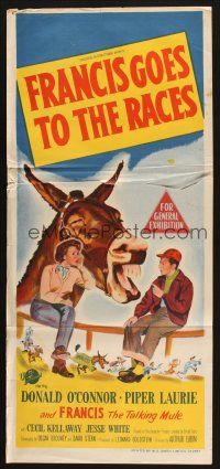 8c482 FRANCIS GOES TO THE RACES Aust daybill '51 Donald O'Connor & talking mule, horse racing!