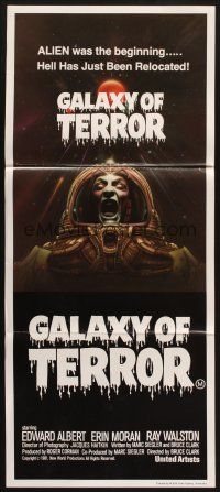 8c497 GALAXY OF TERROR Aust daybill '81 Hell has just been relocated, creepy astronaut image!