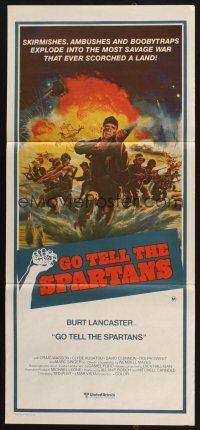 8c514 GO TELL THE SPARTANS Aust daybill '78 cool art of Burt Lancaster in Vietnam War!