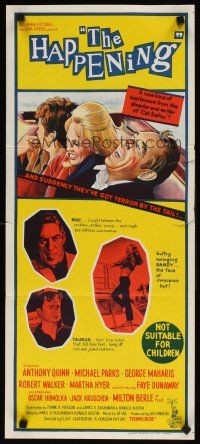 8c531 HAPPENING Aust daybill '67 cool art of Anthony Quinn being kidnapped, 1st Faye Dunaway!