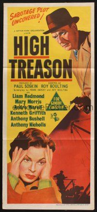 8c545 HIGH TREASON Aust daybill '52 Roy Boulting's brilliant Communist spy thriller!
