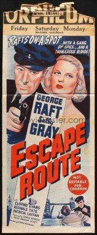 8c566 I'LL GET YOU Aust daybill '53 stone litho art of George Raft & sexy Sally Gray!