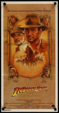 8c569 INDIANA JONES & THE LAST CRUSADE Aust daybill '89 art of Ford & Sean Connery by Drew!