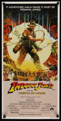 8c570 INDIANA JONES & THE TEMPLE OF DOOM Aust daybill '84 art of Harrison Ford by Vaughan!