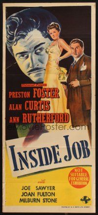 8c573 INSIDE JOB Aust daybill '46 Preston Foster, Alan Curtis, Ann Rutherford!