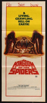 8c594 KINGDOM OF THE SPIDERS Aust daybill '77 cool different artwork of giant hairy spiders!